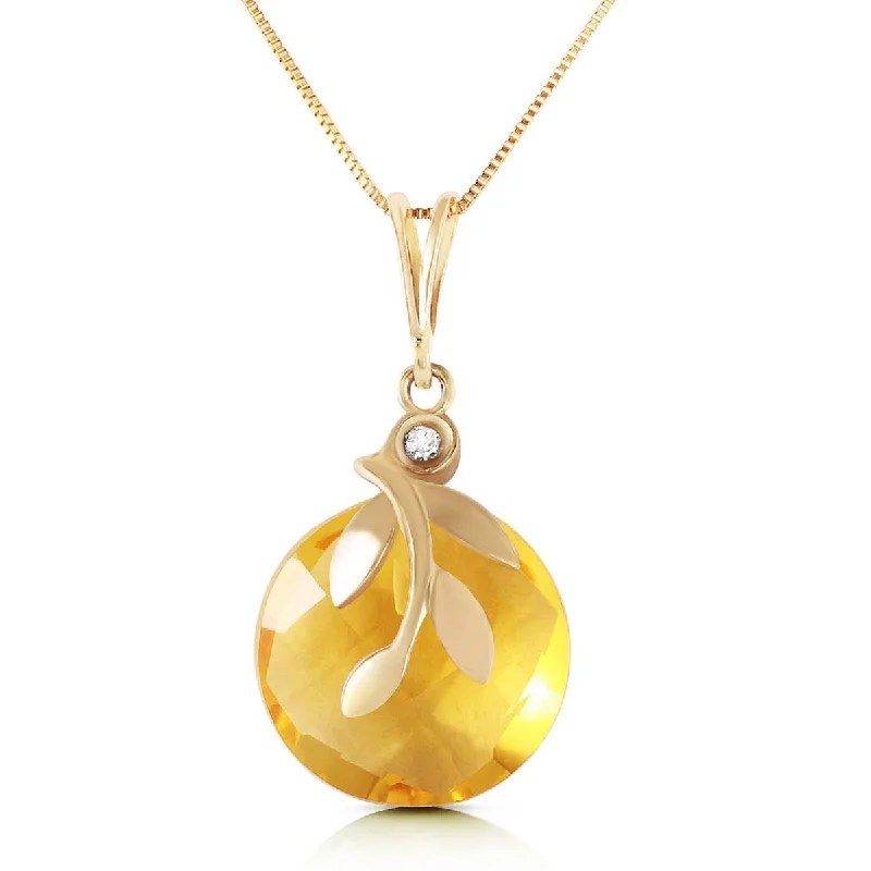 Oxidized silver necklace-5.32 Carat 14K Solid Yellow Gold Necklace Checkerboard Cut Citrine Diamond