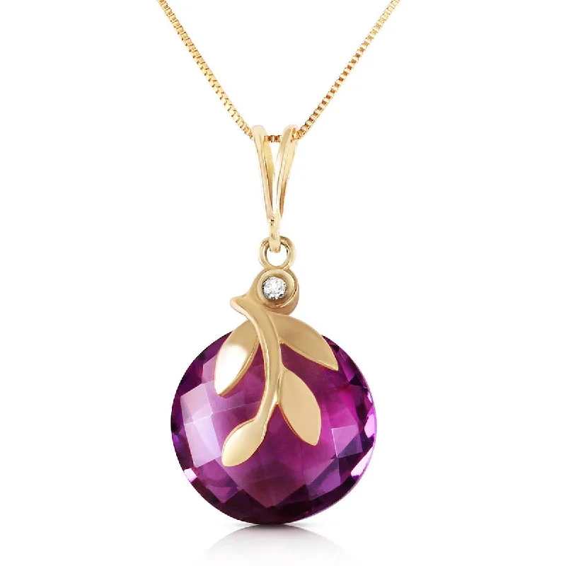 Star-shaped pendant necklace-5.32 Carat 14K Solid Yellow Gold Necklace Checkerboard Cut Purple Amethyst Diamo