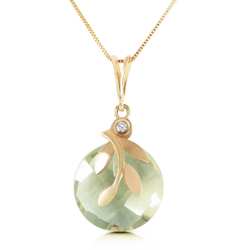 Aquamarine drop necklace-5.32 Carat 14K Solid Yellow Gold Necklace Natural Green Amethyst Diamond