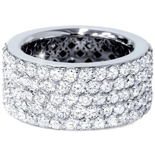 Bold zircon ring-5 ct Pave Diamond Eternity Ring 14k White Gold