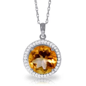 Rustic wooden necklace-6.2 Carat 14K Solid White Gold Natural Diamond Citrine Necklace