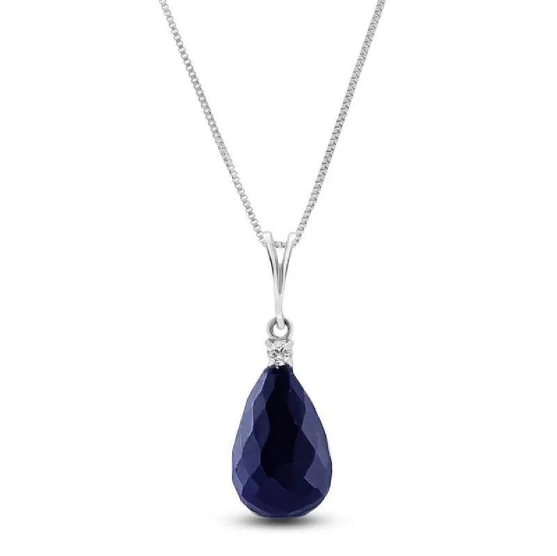 Dotted pattern necklace-8.85 Carat 14K Solid White Gold Delicate Night Sapphire Diamond Necklace