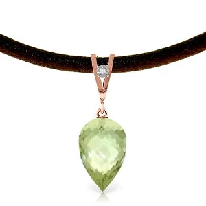 Serpent design necklace-9.51 Carat 14K Solid Rose Gold Savoire Faire Green Amethyst Necklace