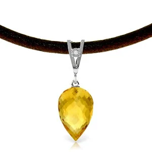 Teardrop crystal necklace-9.51 Carat 14K Solid White Gold Savoire Faire Citrine Necklace