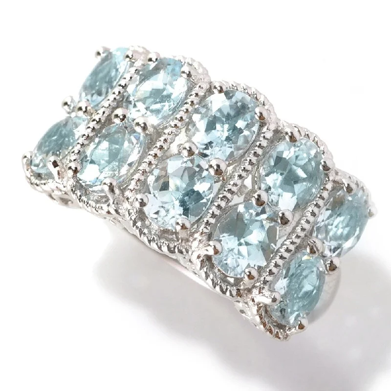 Sunburst design ring-925 Sterling Silver Aquamarine Ring