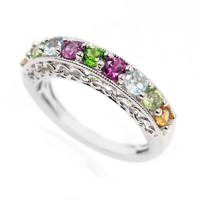 Serpent design ring-925 Sterling Silver Peridot,Citrine,Sky Blue Topaz,Rhodolite Garnet Ring