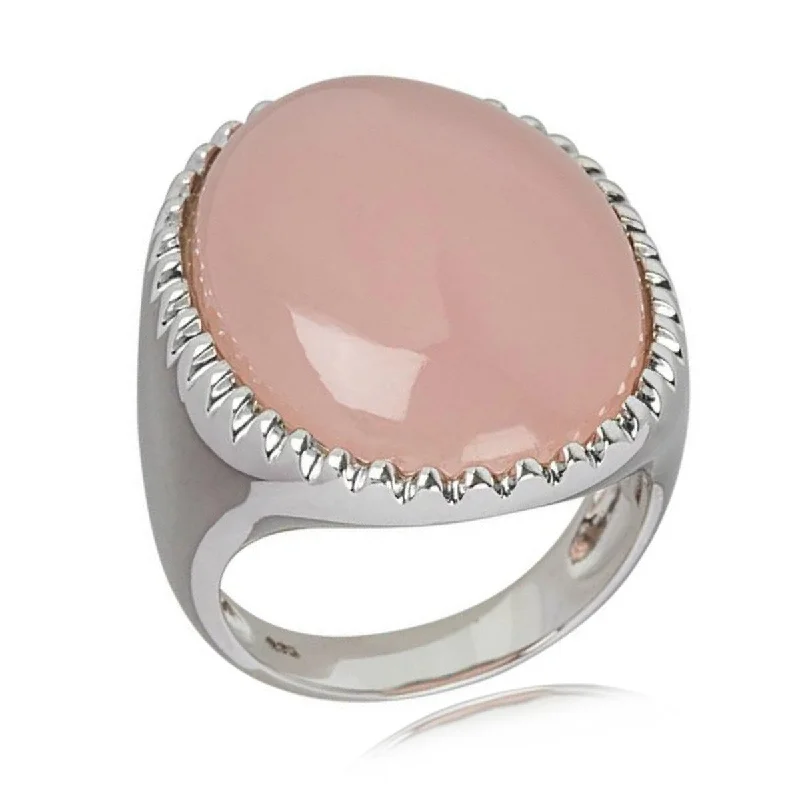 Adjustable moon ring-925 Sterling Silver Pink Chalcedony Solitaire Ring