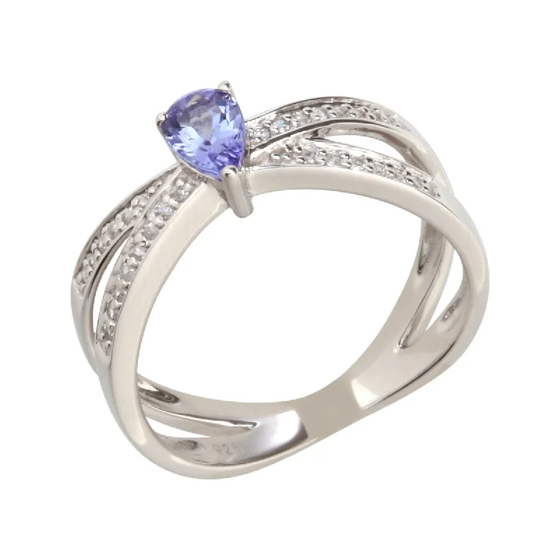 Gothic rose ring-925 Sterling Silver White Natural Zircon and Tanzanite Ring