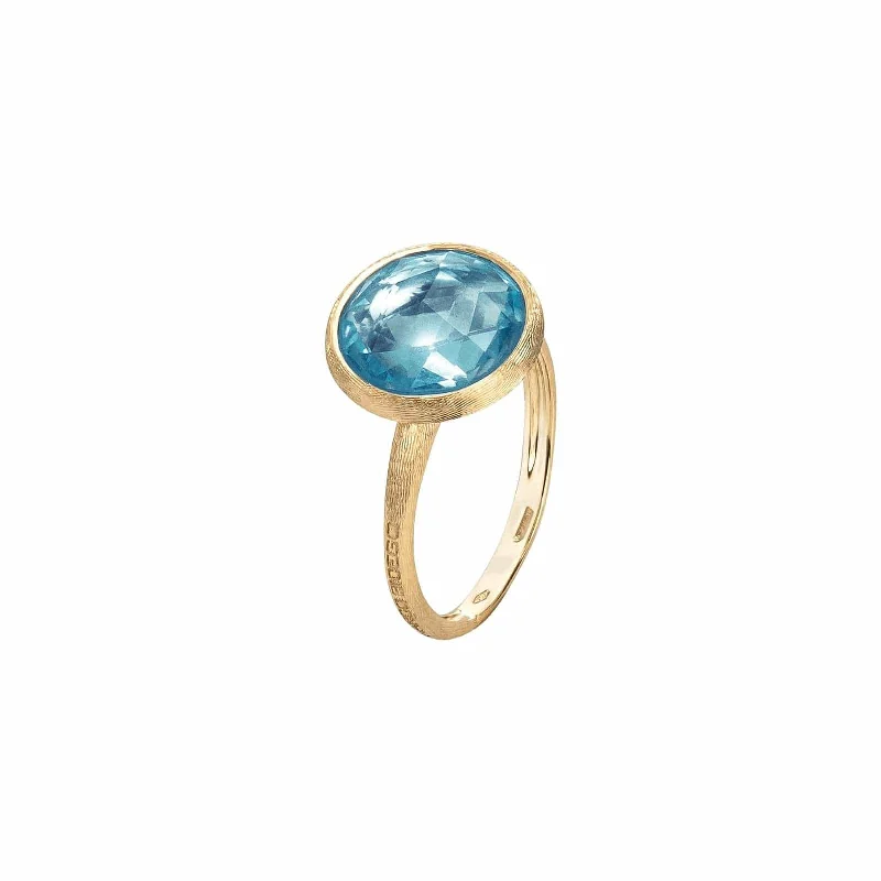 Enamel flower ring-Blue Topaz Jaipur Medium Ring