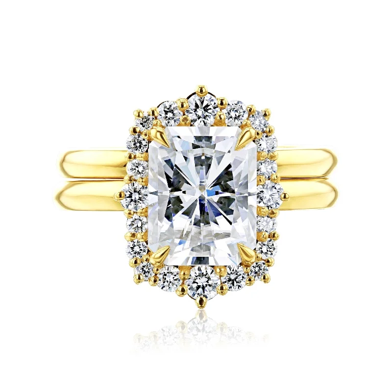 Heartbeat rhythm ring-Annello by Kobelli 14k Gold Raina Bridal Set (GH/VS, DEF/VS)