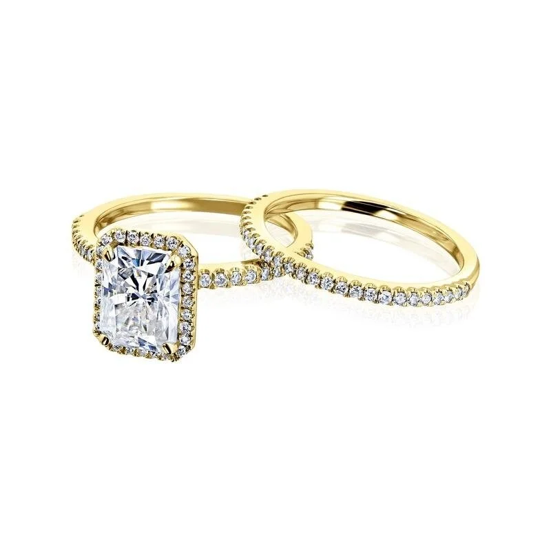 Braided gold ring-Annello by Kobelli 14k Gold Rhona Moissanite Bridal Set (GH/VS, DEF/VS)