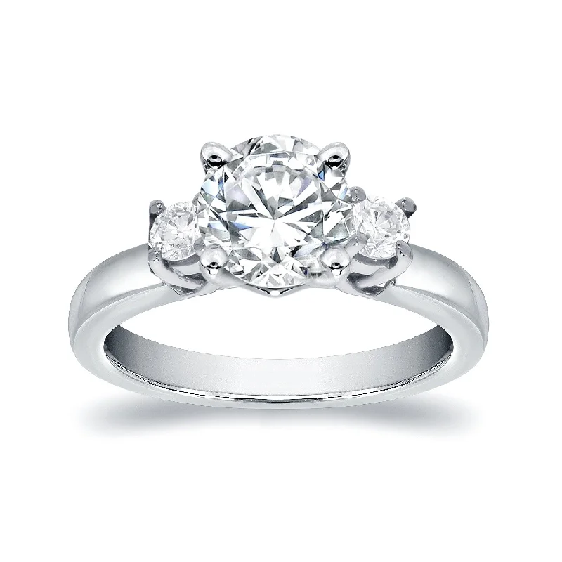 Marquise diamond ring-Auriya 14k Gold 1ct Moissanite and Diamond 3-Stone Engagement Ring 2/5ctw