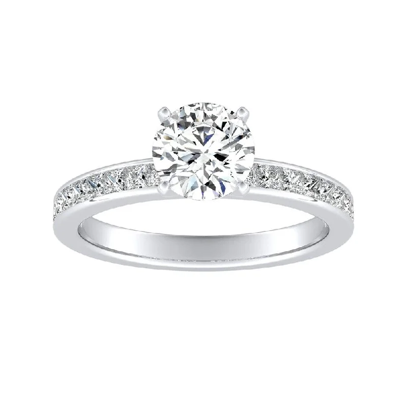 Engraved promise ring-Auriya 14k Gold Classic 2ct Moissanite and Diamond Engagement Ring 1/2ctw