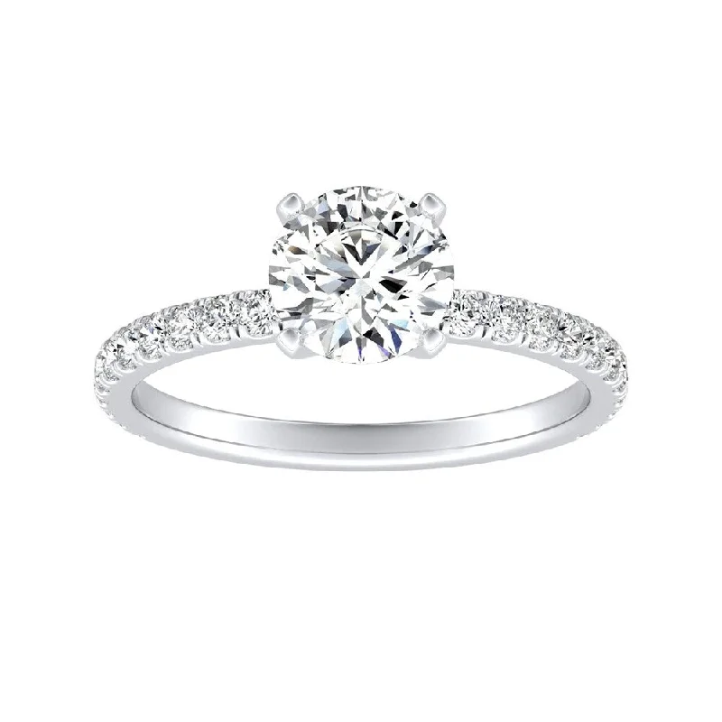 Rough stone ring-Auriya 14k Gold Classic 3/4ct Moissanite and Diamond Engagement Ring 1/3ctw