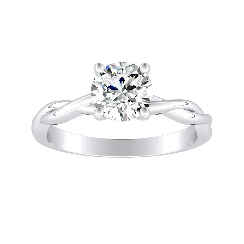 Auriya 14k Gold Twisted 4 carat TW Round Solitaire Moissanite Engagement Ring