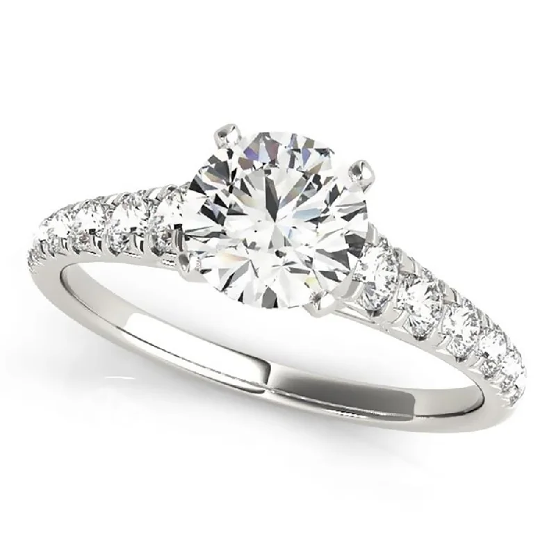 Matte finish ring-Auriya Classic 1/2ct Moissanite and Diamond Engagement Ring 1/3ctw 14K Gold