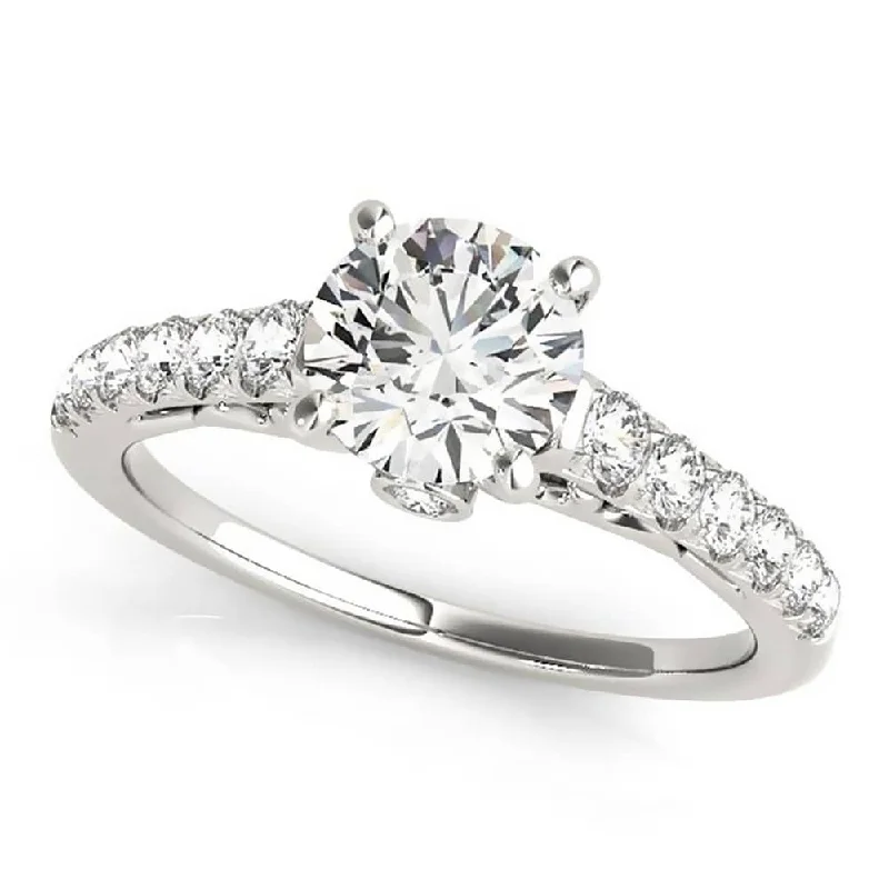 Dainty initial ring-Auriya Classic 2 carat Moissanite and Diamond Engagement Ring 3/8ctw 14K Gold