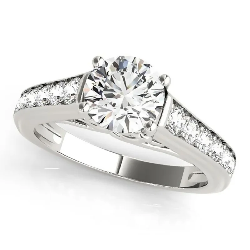 Textured band ring-Auriya Modern 3/4ct Moissanite and Diamond Engagement Ring 3/8ctw 14K Gold