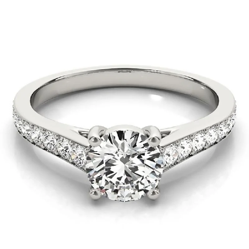 Retro style ring-Auriya Round 1 1/2ct Moissanite and 1/3ctw Diamond Engagement Ring 14K Gold