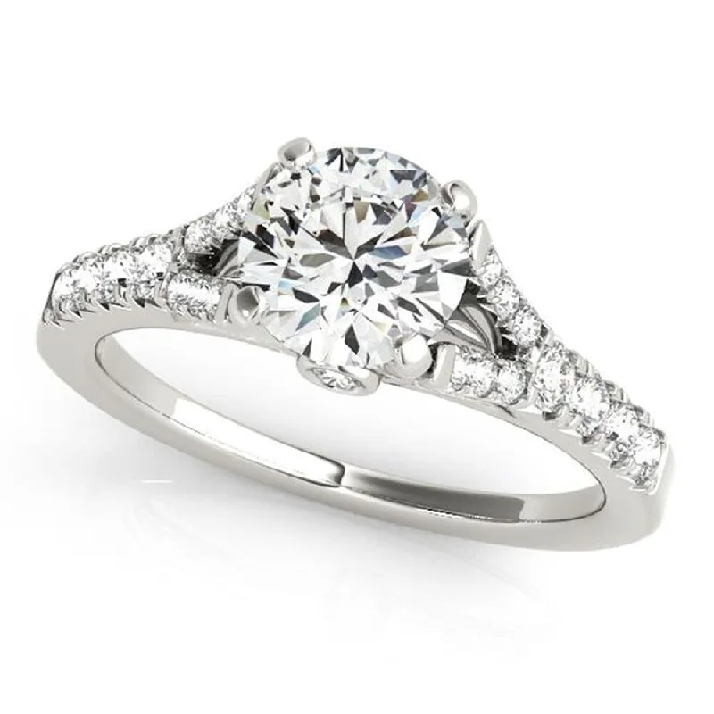 Retro style ring-Auriya Round 2ct Moissanite and 3/8ctw Side Stone Diamond Engagement Ring 14K Gold