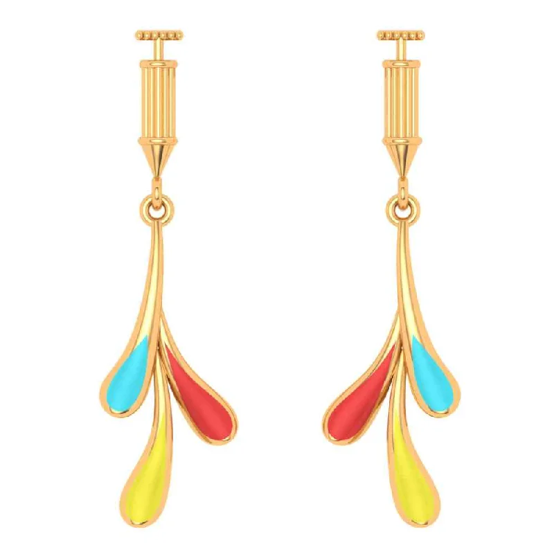 Black diamond earrings-Colourful 18k Gold Drop Earrings