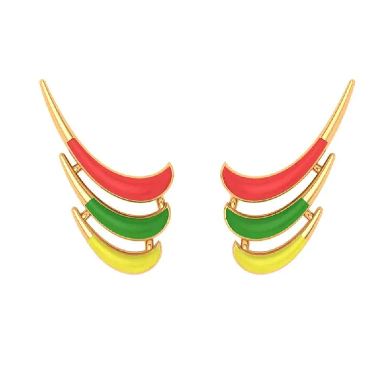 Sunburst design earrings-Colourful 18k Gold Studs