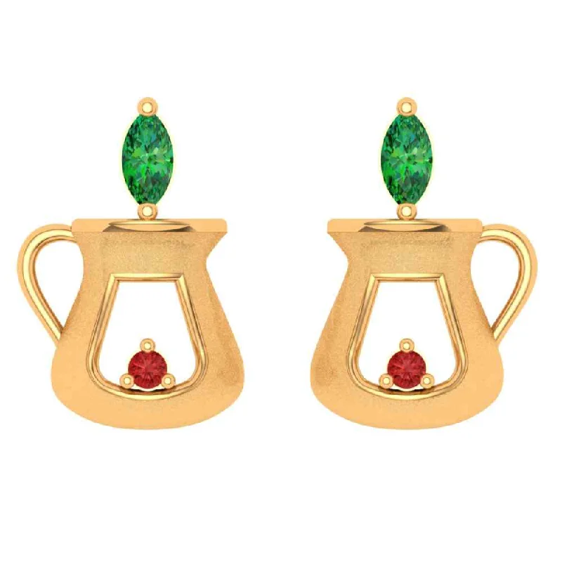 Multi-stone earrings-crystal Brass 22k Gold Earring