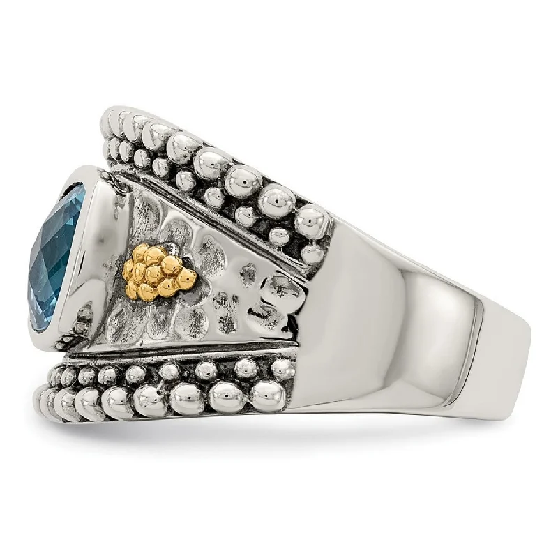 Twisted vine ring-Curata 925 Sterling Silver Polished Open back With 14k Blue Topaz Ring