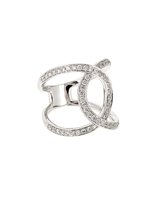 Infinity twist ring-Diamond Crossover Fashion Ring in 14K White Gold