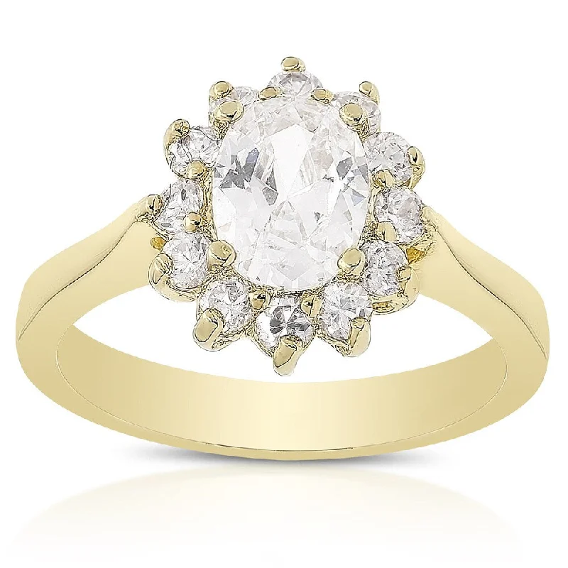 Engraved monogram ring-Dolce Giavonna 14k Gold Overlay Cubic Zirconia Engagement Ring