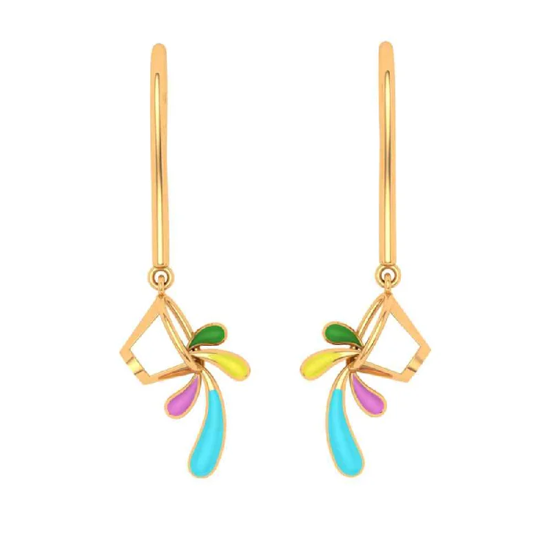 Hexagonal gem earrings-Eclectic Floral 18k Gold Drop Earrings