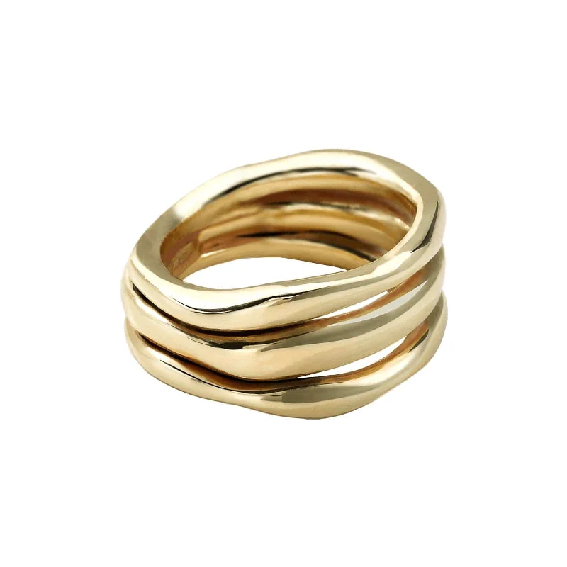 Handmade clay ring-Smooth Squiggle Triple Band