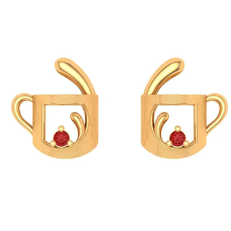 Double stud earrings-Growing Floral With 18k Gold Cup Earring