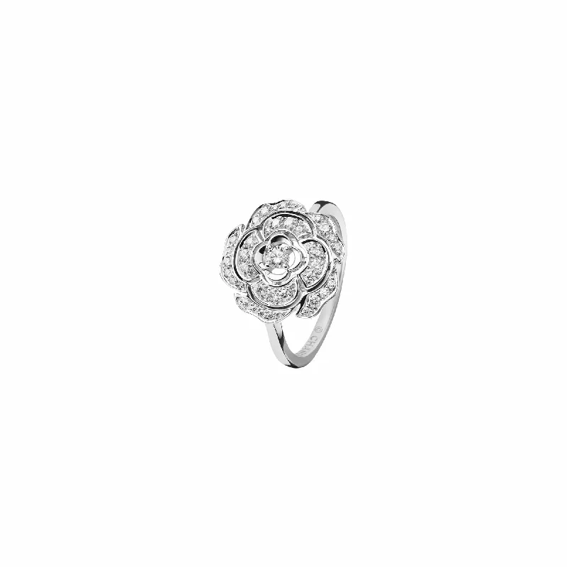 Sterling silver promise ring-Bouton de Camélia Ring