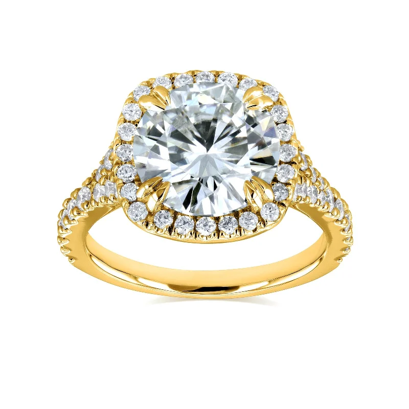 Marquise diamond ring-Kobelli Grown - 3.53ct.tw Cathedral Halo Diamond Ring - 3.00 Carat Center