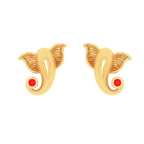 Cushion cut earrings-Lord Ganesha 18k Gold Stud Earrings  From Online Exclusive Collection