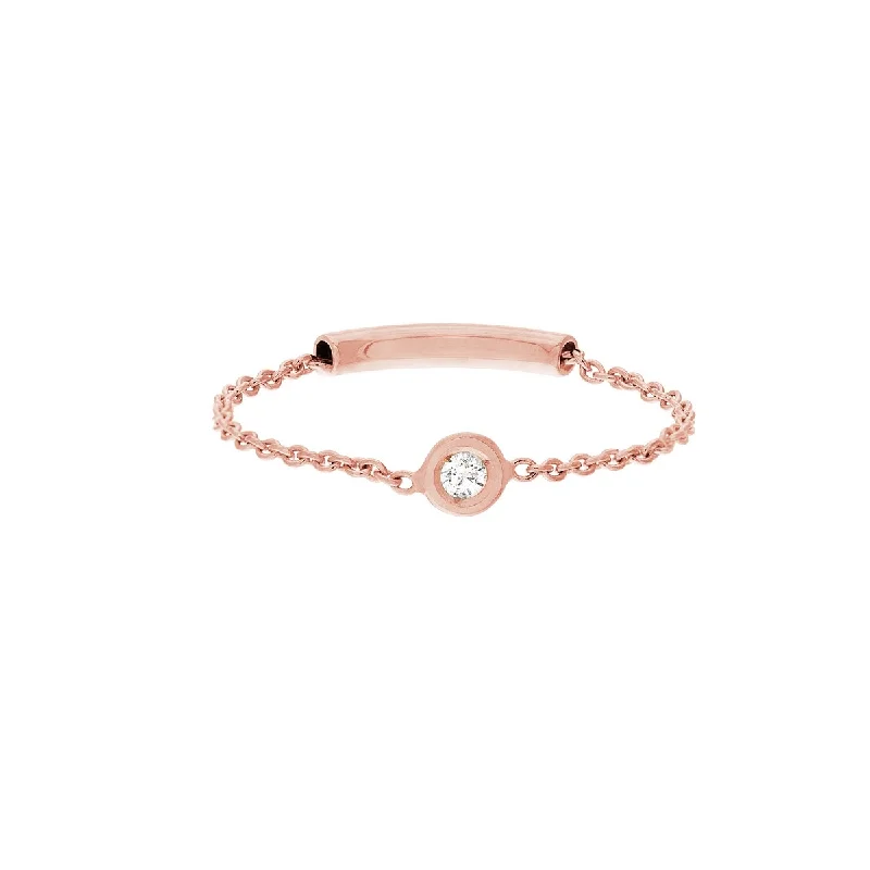 Minimalist stacking ring-Marquee Jewels 14K Solid Rose Gold Bezel Set Natural Diamond Chain Ring