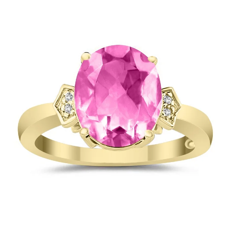 Ocean wave ring-Marquee Jewels Pink Topaz & Diamond Ring in 10k Yellow Gold