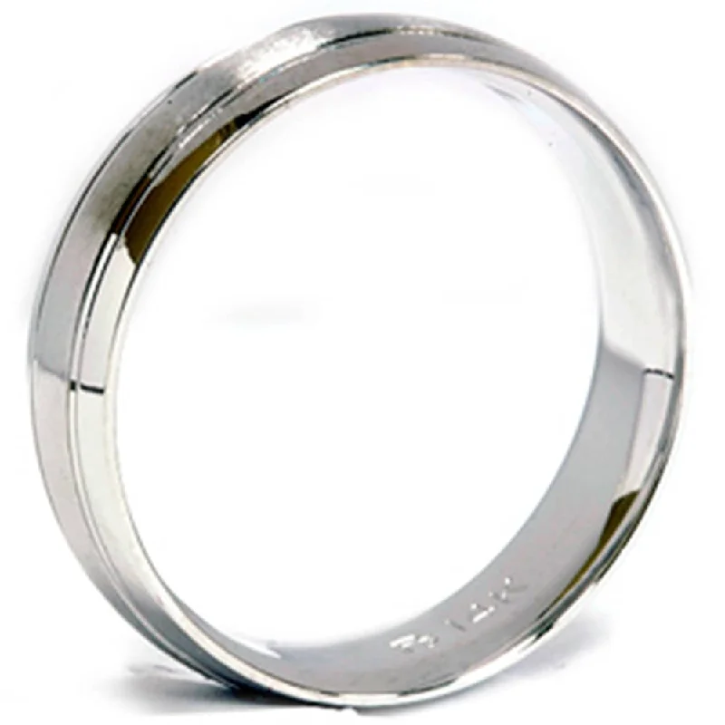 Minimalist stacking ring-Mens 14K White Gold 6mm Brushed Wedding Band Ring New