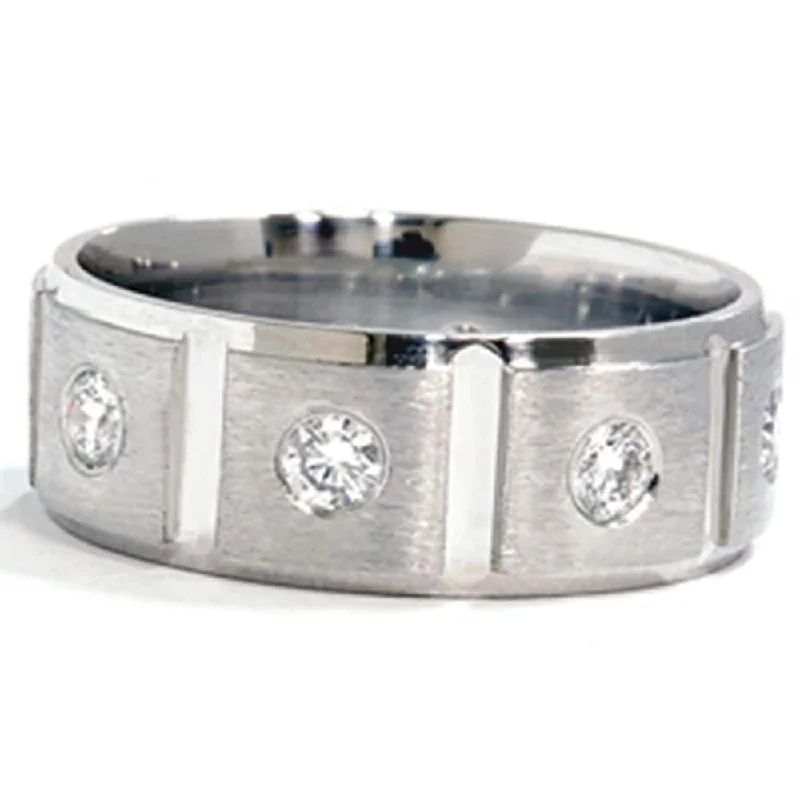 Double band cocktail ring-Mens 1ct Diamond Platinum Comfort Fit Wedding Band Lab Grown