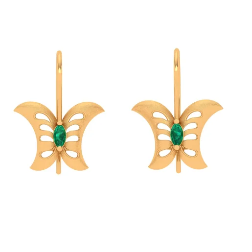 Raw crystal earrings-Mesmerizing Morpho Motif Gold Earrings