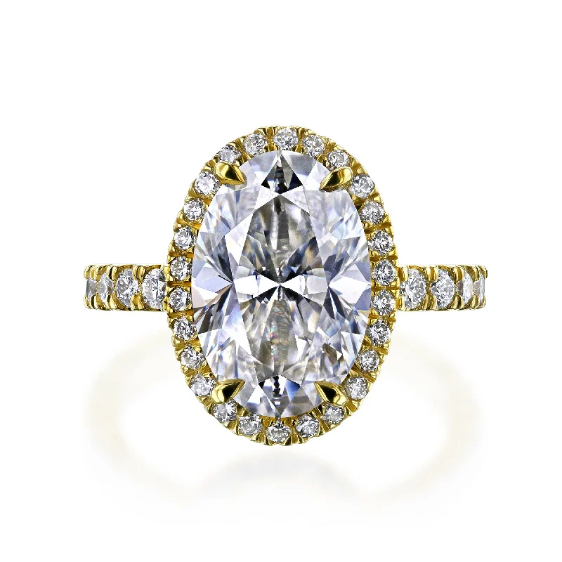 Side stone ring-Kobelli Grown - Olivia Bold Series Oval Halo Lab Diamond Ring