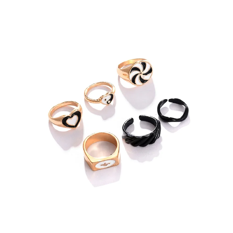 Minimalist bar ring-Pack Of 6 Gold Plated Designer Ring