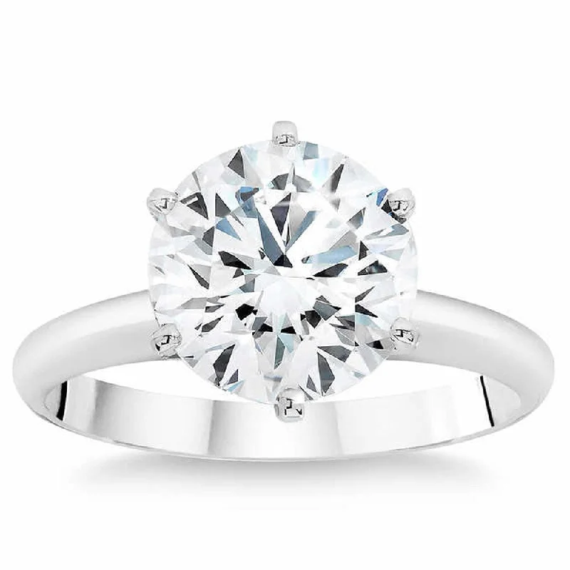 Two-tone anniversary ring-Platinum 3.14Ct Certified Diamond Solitaire Engagement Ring Lab Grown