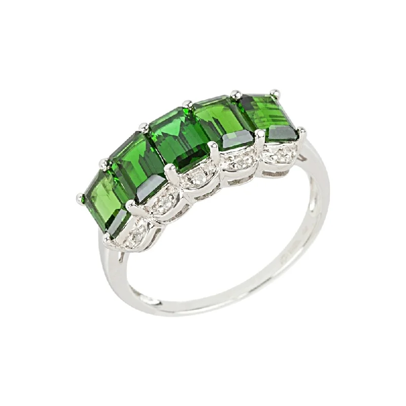 Sterling silver promise ring-Platinum over Sterling Silver Chrome Diopside Ring