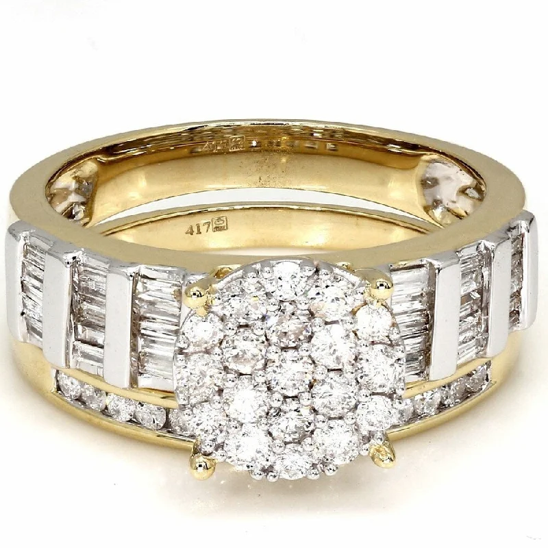 Hexagon shaped ring-Pompeii3 10k Yellow Gold 1 Ct TDW IGI Certified Diamond Engagement Wedding Ring Set Baguette