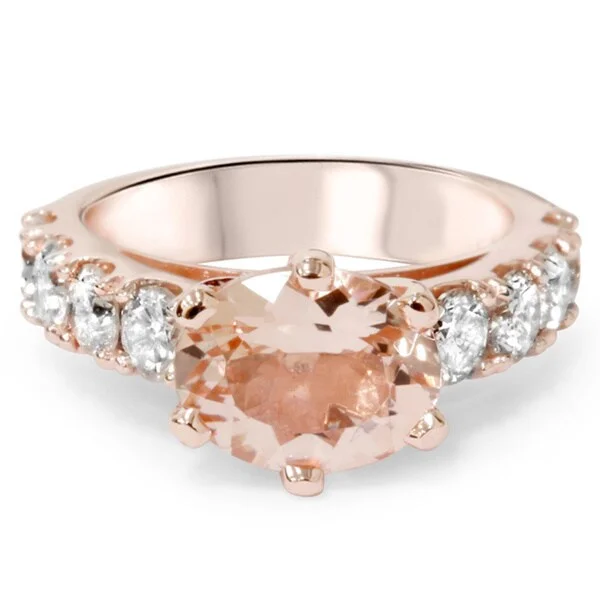 Custom engraved wedding ring-Pompeii3 14k Rose Gold 1 3/5 ct TDW Diamond and Morganite Ring (I-J, I2-I3)