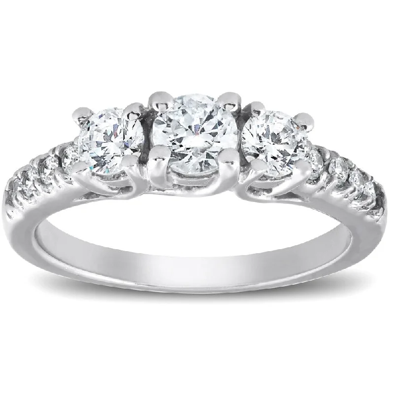 Infinity knot ring-Pompeii3 14k White Gold 1 1/10 Ct TDW Three Stone Diamond Engagement Ring