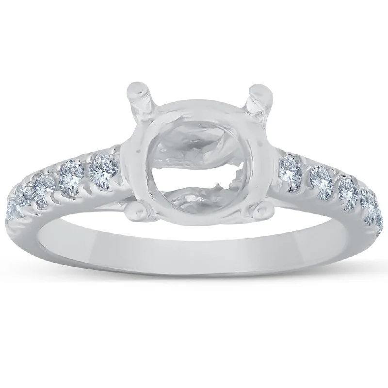 Double band cocktail ring-Pompeii3 14k White Gold 1/4 Ct Diamond Engagement Ring Setting Semi Mount