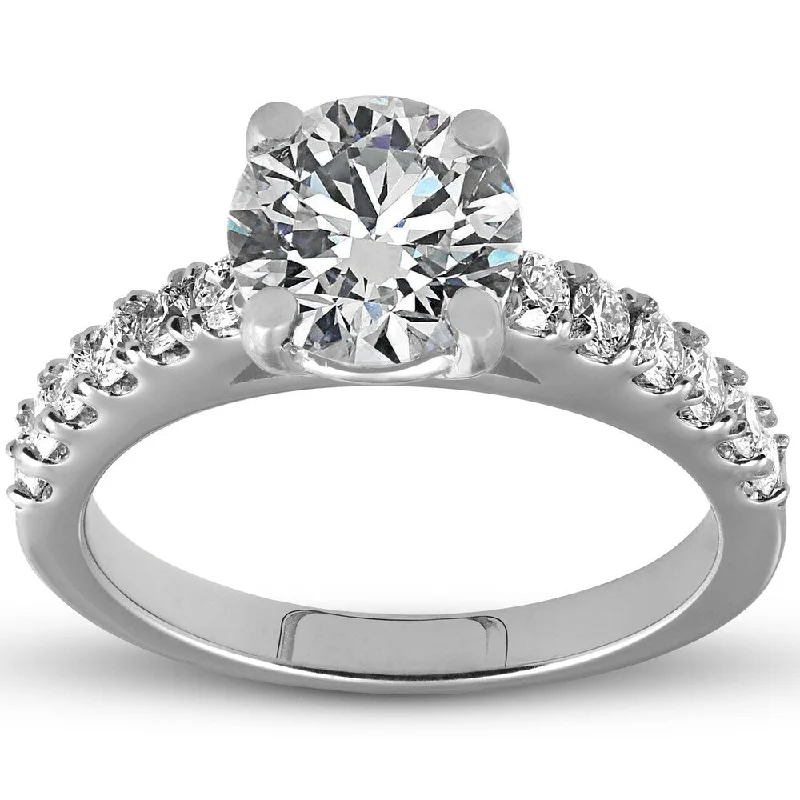 Side stone ring-Pompeii3 14k White Gold 2.10 ct TDW Diamond Round Solitaire Engagement Ring Clarity Enhanced (G-H,SI1-SI2)